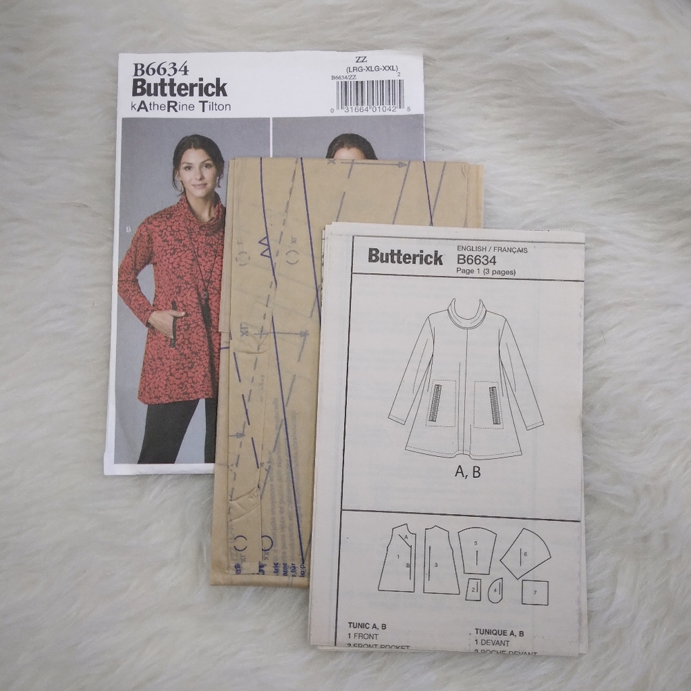 BUTTERICK B6634 SZ L-XXL Pullover Tunic Top By Katherine Tilton EASY - Picture 3 of 5